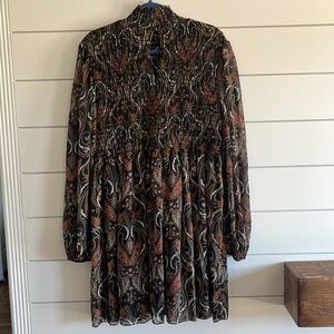 Misa Elegant Long Sleeve Paisley Dress NEW